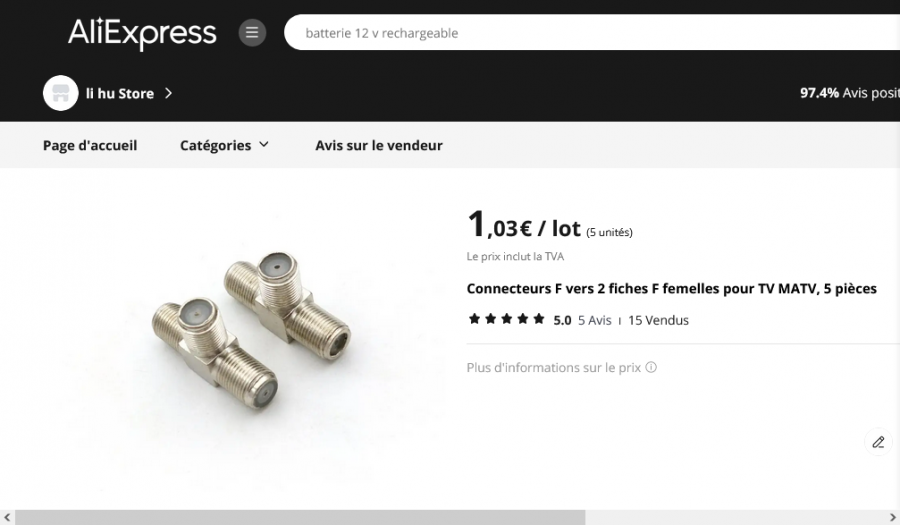 Screenshot 2024-02-21 at 20-37-14 1.03€ Connecteurs F Vers 2 Fiches F Femelles Pour Tv Matv 5 Pièces - Connecteurs - AliExpress.png